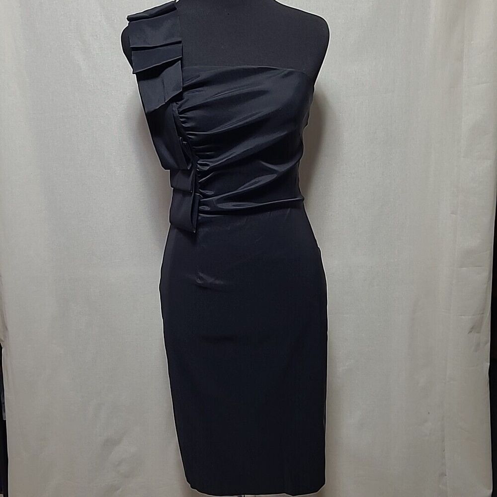 Joseph Ribkoff One Shoulder Cocktail Dress Black Size 4 LBD Party